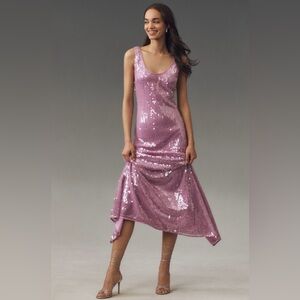 Hutch Sleeveless Scoop-Neck Sequin Column Maxi Dress In: Bright Orchid